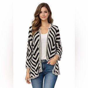 Zara Black and White Chevron Cardigan